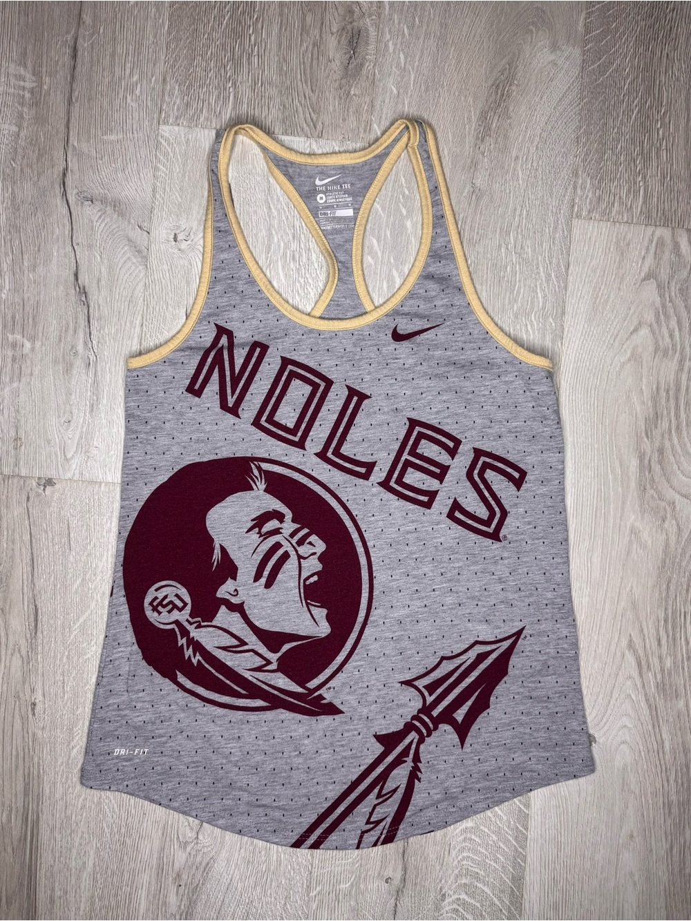 Nike Women's Grey & Garnet 'Noles' Racerback Swim Tank with Gold Trim
